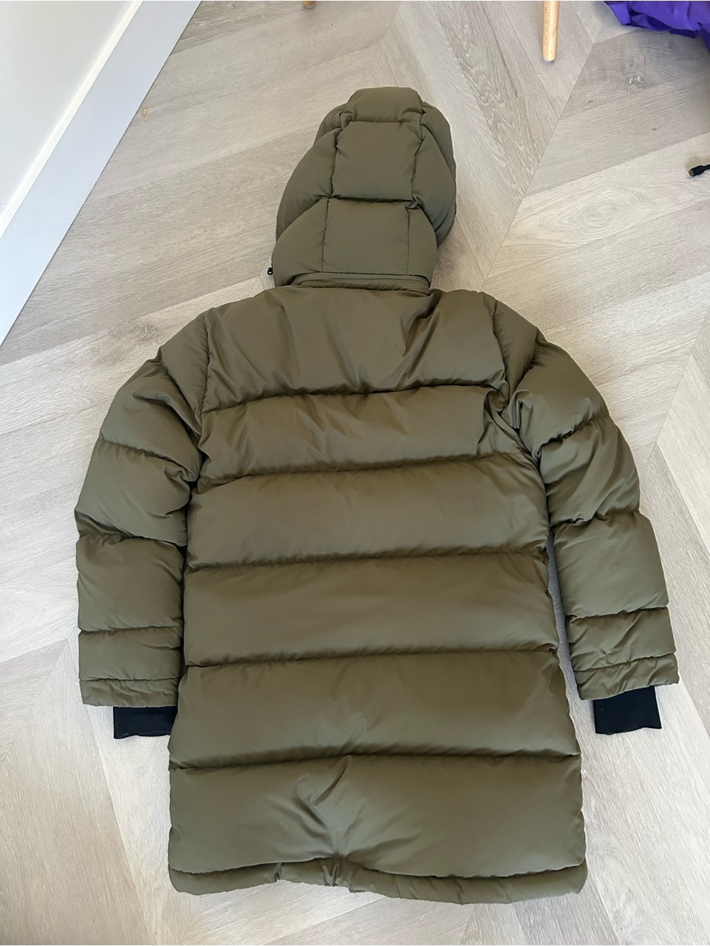 Aritzia Super Puff Mid Jacket 2XS Olive Green Hooded Puffer Coat - Picture 6 of 8